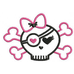 Stickmuster - Skull Princess Schleifchen